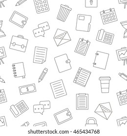 Set Of Office Work Pattern Black Icons