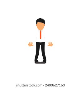 set of office worker poses in white coats and black trousers office
