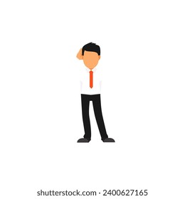 set of office worker poses in white coats and black trousers office