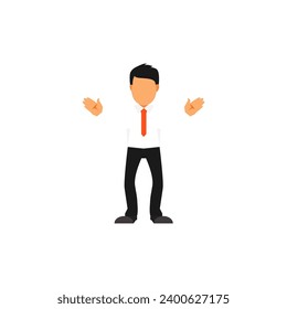 set of office worker poses in white coats and black trousers office