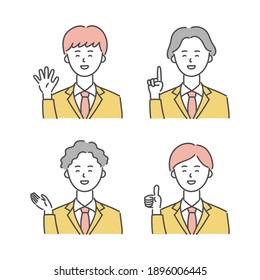 Set of office worker, various expressions