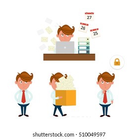 Set of office worker in various poses - Vector illustration, flat style