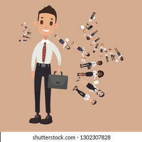 Set office workers. Business people. Vector illustration in cartoon style. Man and Woman