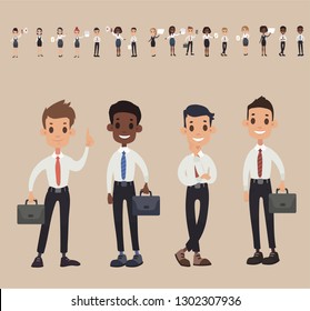 Set office workers. Business people. Vector illustration in cartoon style. Man and Woman