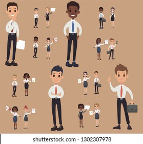 Set office workers. Business people. Vector illustration in cartoon style. Man and Woman