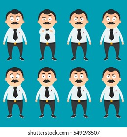 set - office workers, cartoon, different emotions (vector illustration)