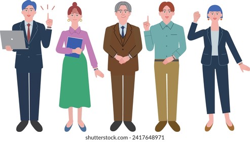 Set of office workers department business people
