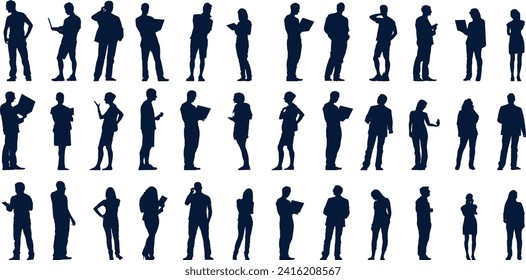 Set of office workers, silhouettes. Large selection of business and office people.