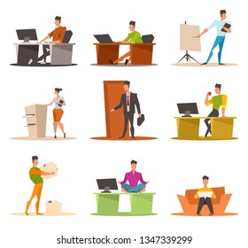 Set of office workers. Stylized business people, programmers or managers