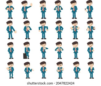 A set of office workers with which to express various emotions. There are actions related to the workplace. This is vector art so it's easy to edit. 