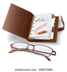 Set of office and writing tools, isolated on white. Vector clip-art