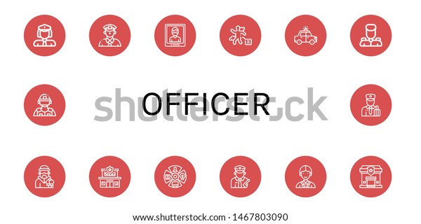 Set of officer\
icons such as Policewoman, Cop, Arrest, Crime scene, Police car,\
Military, Criminal, Police station, Role, Policeman, Officer, Riot\
police, Customs , officer