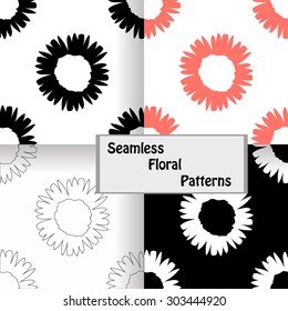 set offour floral seamless pattern background. modern stylish background