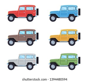 Set of offroad suv cars