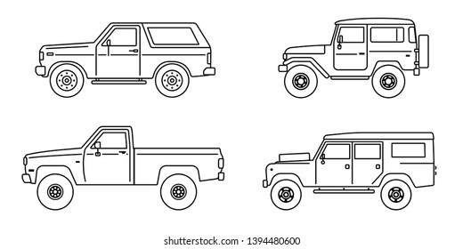 Set of offroad suv cars