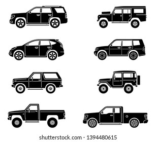 Set of offroad suv cars