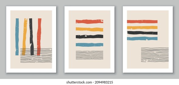 Establezca afiches de diseño geométrico ofinimal, decoración de pared, plantilla de vector EPS10 con formas simples.