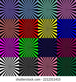 Set ofmulticolored backgrounds of lines and spirals.
