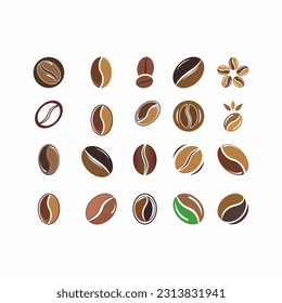 set og coffee bean logo vector icon