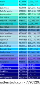 set og colors. shade of blue