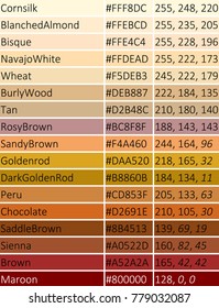 Shades Of Brown Paint Chart