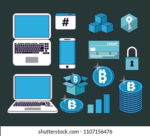 Set og cryptocurrency icons