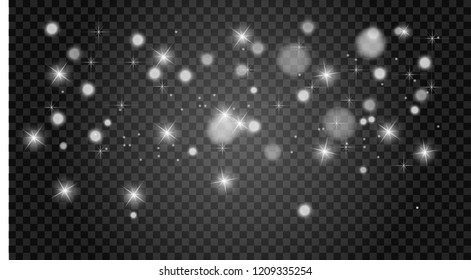 Set og lights. Glowing sparkles isolated. Vector effect.
