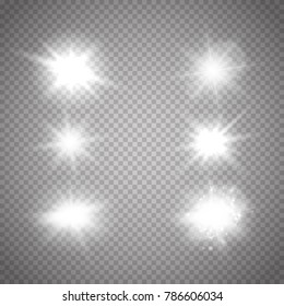 Set og lights. Glowing sparkles isolated. Vector effect.