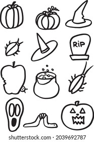 Set oh Halloween outline icons. Vector illustration