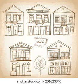Set oh houses, vector illustration.