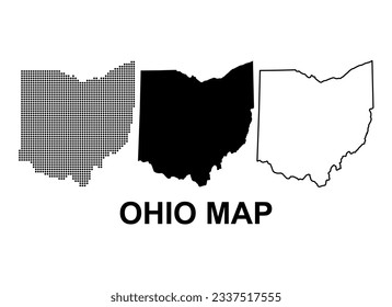 Mapa de Ohio, estados unidos de américa. Ilustración vectorial de símbolo plano.