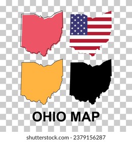Set of Ohio map, united states of america. Flat concept symbol vector illustration .