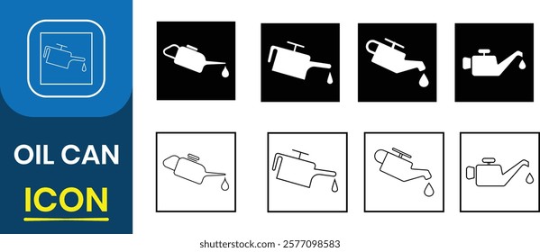 Set of Oil can icon. Lubrication, Petrol, Car engine motor oil and automotive liquids symbol collection set. Vector illustration.