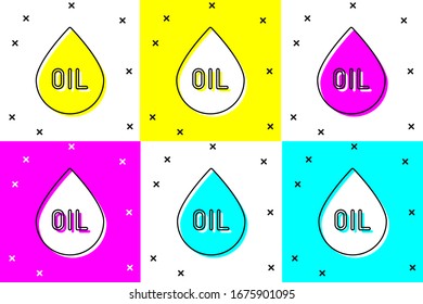 Set Oil drop icon isolated on color background.  Vector Illustration