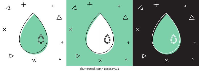 Set Oil drop icon isolated on white and green, black background.  Vector Illustration