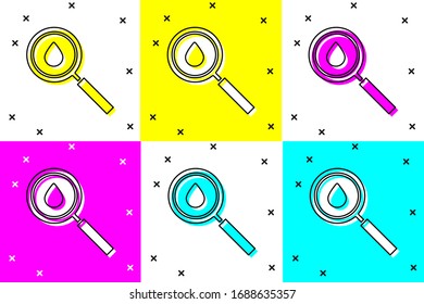 Set Oil drop icon isolated on color background. Geological exploration, geology research.  Vector Illustration