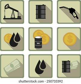 Set of oil flat icon