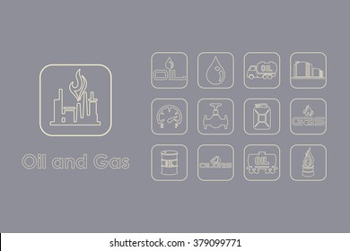 Set of oil and gas simple icons