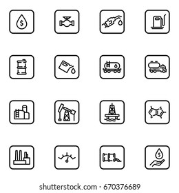 Set of oil and gas vector thin line icons.