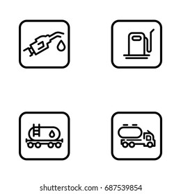 Set of oil and gas vector thin line icons.