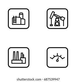Set of oil and gas vector thin line icons.