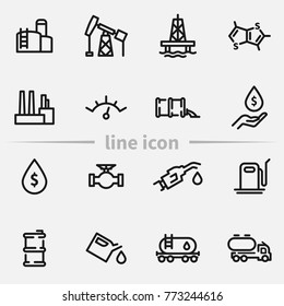 Set Of Oil And Gas Vector Thin Line Icons.