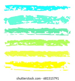 Set of oil pastel brush strokes and design elements. Colorful pastel crayons and pencil strokes.Grunge vector illustration.  Abstract design

