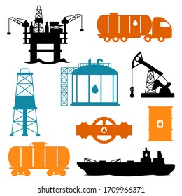 Set of oil and petrol icon. Industrial and business illustration.