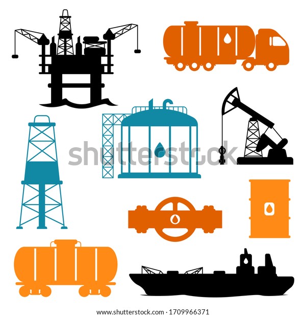 Set of oil and petrol icon. Industrial and
business illustration.