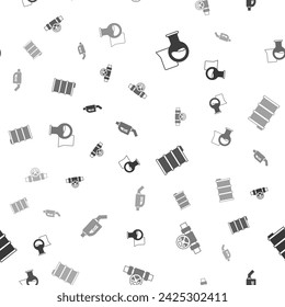 Set Oil petrol test tube, Metallic pipes and valve, Barrel oil and Gasoline pump nozzle on seamless pattern. Vector
