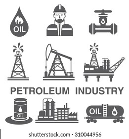 Set of  Oil or Petroleum Vector Flat Icons