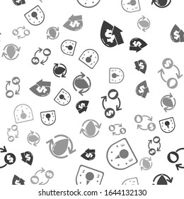 Set Oil price increase, Motor gas gauge, Oil exchange, water transfer, convert and Oil drop on seamless pattern. Vector