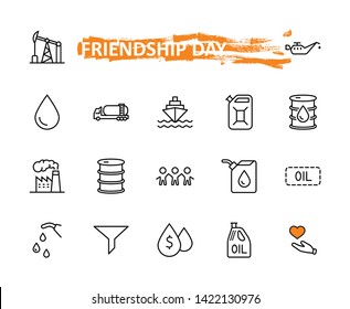 Set of Oil Related Vector Line Icons. Contains such Icons as Fuel Truck, Gas Station, Oil Factory, Transportation and more. Editable Stroke. 32x32 Pixel Perfect.