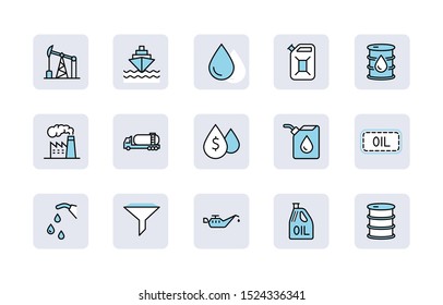 Set of Oil Related Vector Line Icons. Contains such Icons as Fuel Truck, Gas Station, Oil Factory, Transportation and more. Editable Stroke. 32x32 Pixel Perfect.